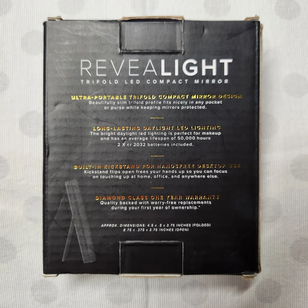 Impressions Vanity - Revealight - Trifold LED Compact Mini Mirror - Pro Black
